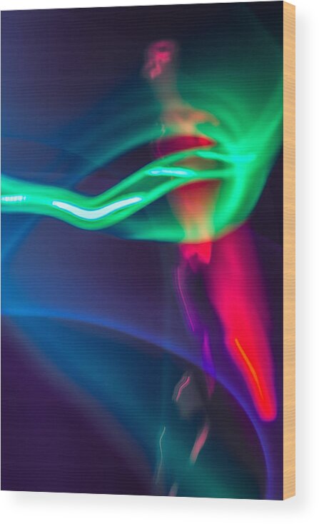 Photographic Light Painting Wood Print featuring the photograph Abstract 38 by Steve DaPonte