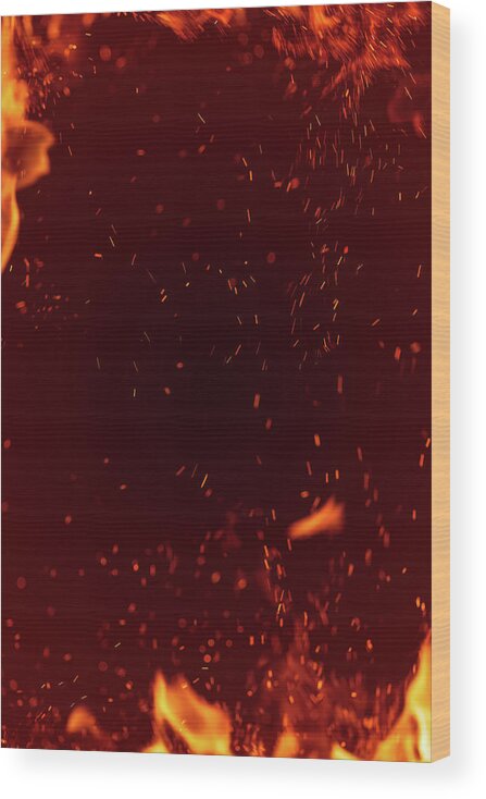 Particle Wood Print featuring the photograph Abstract Fire Sparks Background by Sankai