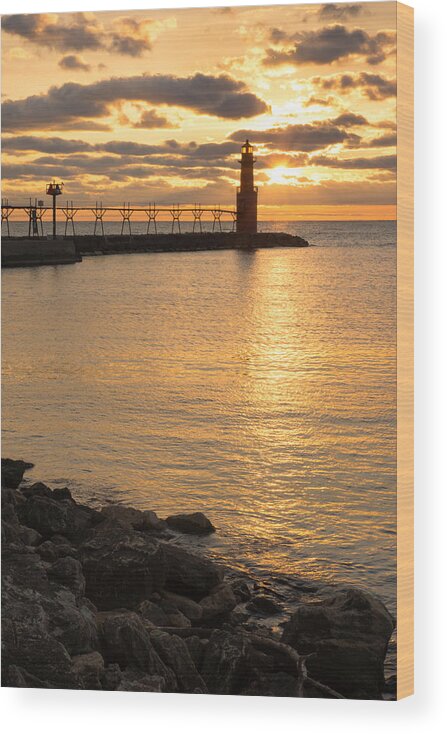 Lighthouse Wood Print featuring the photograph Across the Harbor by Bill Pevlor