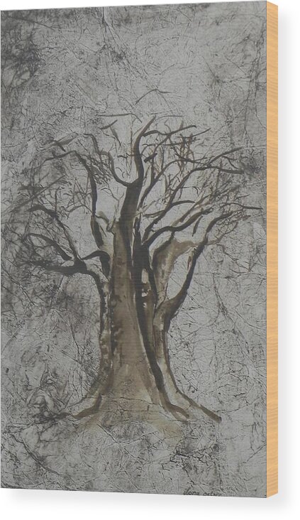 African Tree Wood Print featuring the painting Africa presence by Ilona Petzer
