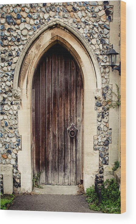 All Saints Church Wood Print featuring the photograph All Saints Church Door by Karen Varnas