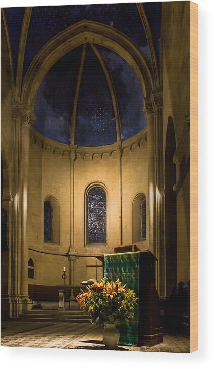 Collegiale De Neuchatel Wood Print featuring the photograph Altar and pulpit of the Collegiale de Neuchatel by Charles Lupica