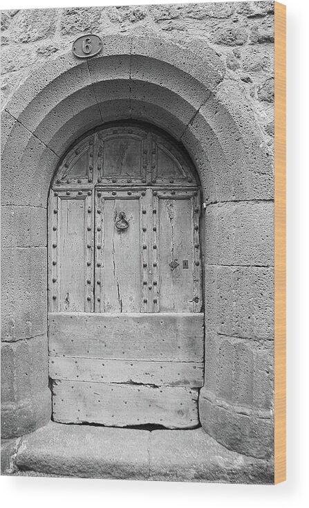 Arch Wood Print featuring the photograph Ancient French Door In Pézenas by Violettenlandungoy