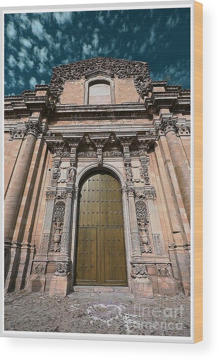 Italy Wood Print featuring the photograph Ancient wood church door with iron hinges by Stefano Senise