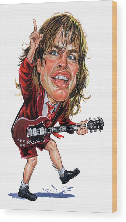 Angus Young Wood Print featuring the painting Angus Young by Art 