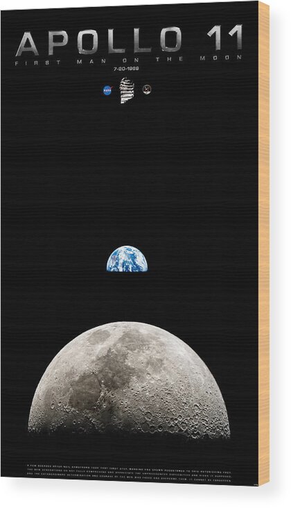 Apollo 11 Wood Print featuring the photograph Apollo 11 First Man On The Moon by Weston Westmoreland