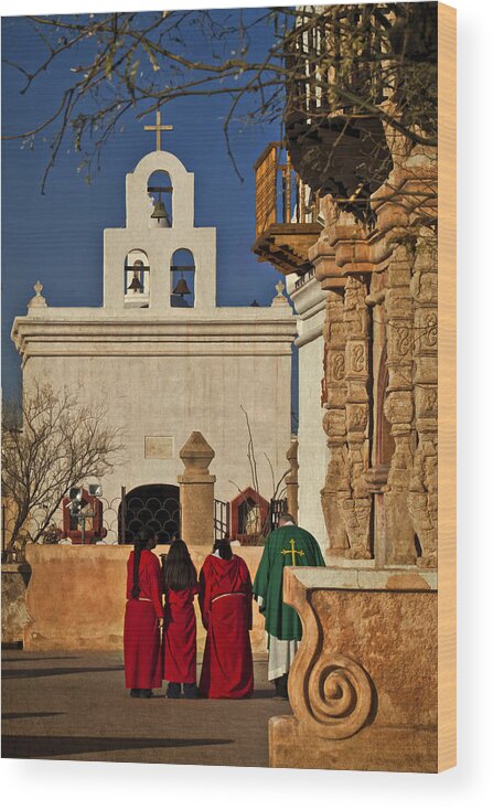 Mission San Javier Del Bac Wood Print featuring the photograph At His Service by Priscilla Burgers