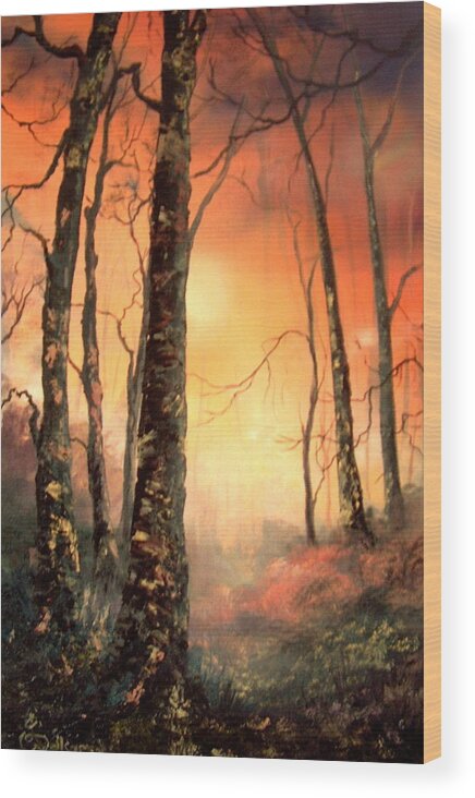Cannock Chase Wood Print featuring the painting Autumn Glow by Jean Walker
