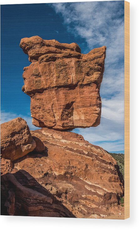 Balanced Rock Wood Print featuring the photograph Balanced rock garden of the gods by Paul Freidlund