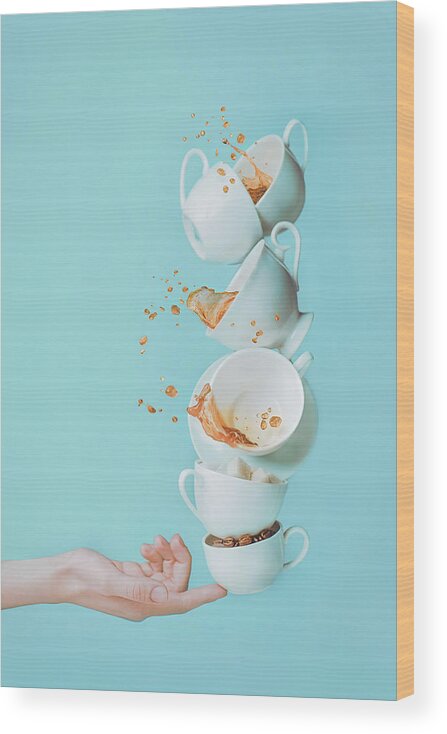 Unhealthy Eating Wood Print featuring the photograph Balancing Coffee by Dina Belenko Photography