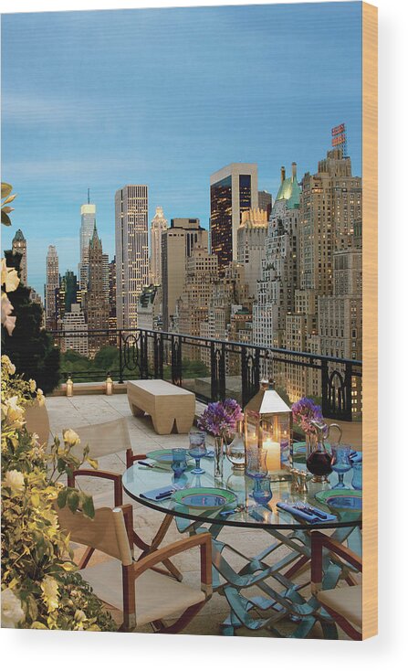 No People Wood Print featuring the photograph Balcony With Dining Table by Durston Saylor