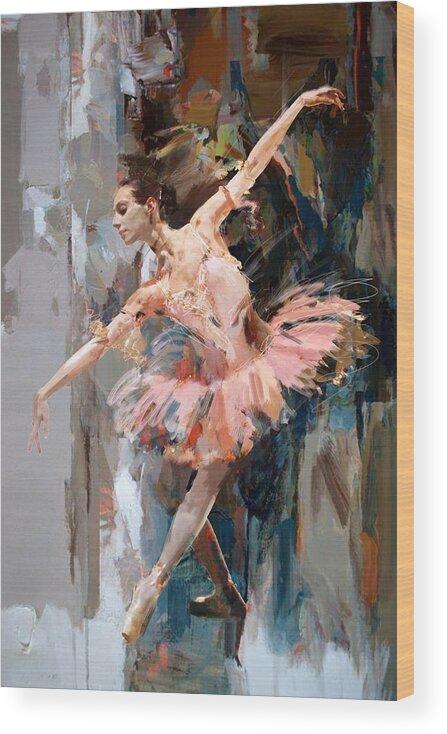 Catf Wood Print featuring the painting Ballerina 29 by Mahnoor Shah