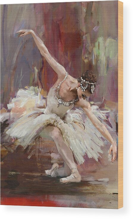 Catf Wood Print featuring the painting Ballerina 36 by Mahnoor Shah