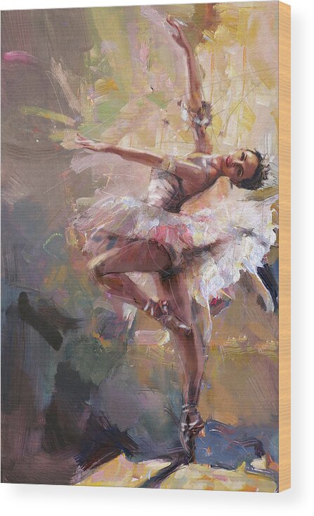 Catf Wood Print featuring the painting Ballerina 40 by Mahnoor Shah
