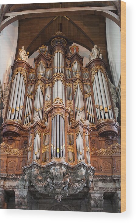 Oude Wood Print featuring the photograph Baroque Grand Organ in Oude Kerk in Amsterdam by Artur Bogacki