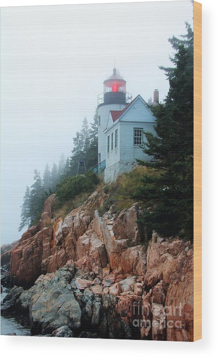Bass Harbor Head Lighthouse Wood Print featuring the photograph Bass Harbor Head Lighthouse by Jemmy Archer