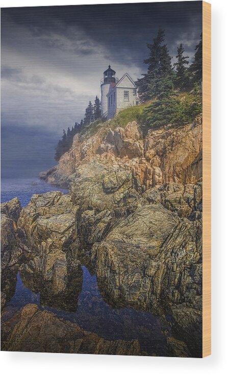 Art Wood Print featuring the photograph Bass Harbor HeadLight by Randall Nyhof