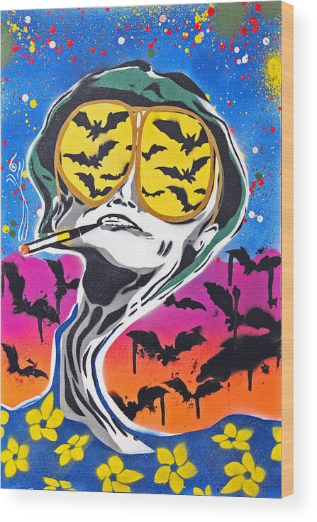 Fear And Loathing In Las Vegas Wood Print featuring the painting Bat Country by Victor Cavalera