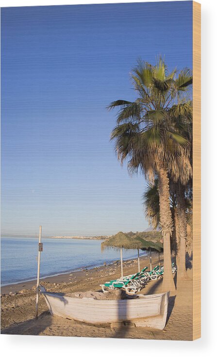 Spain Wood Print featuring the photograph Beach Scenery in Marbella by Artur Bogacki