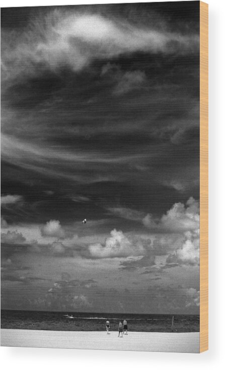 Beach Wood Print featuring the photograph Beach Sky People by Christopher McKenzie