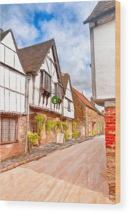English Village Wood Print featuring the photograph Beautiful Day In An Old English Village - Lacock by Mark Tisdale