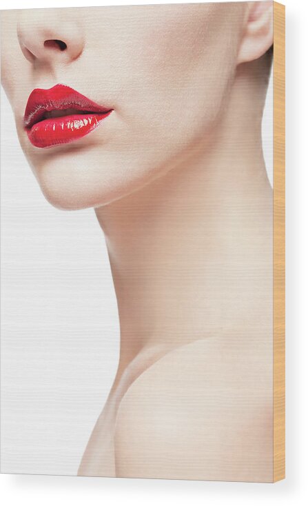 Cool Attitude Wood Print featuring the photograph Beautiful Lips by Ultramarinfoto