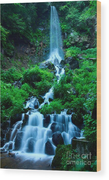 Waterfall Wood Print featuring the photograph Beautiful Waterfalls in Karuizawa Japan by Beverly Claire Kaiya