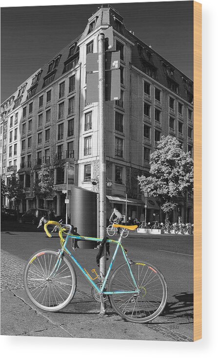 Bicycle Wood Print featuring the photograph Berlin Street View With Bianchi Bike by Ben and Raisa Gertsberg