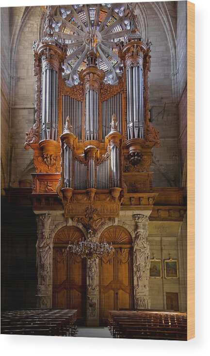 Beziers Wood Print featuring the photograph Beziers pipe organ by Jenny Setchell
