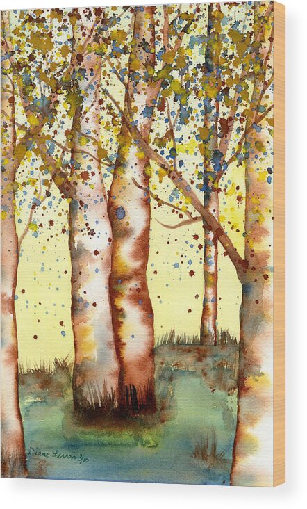 Birch Tree Wood Print featuring the painting Birch Trees by Diane Ferron