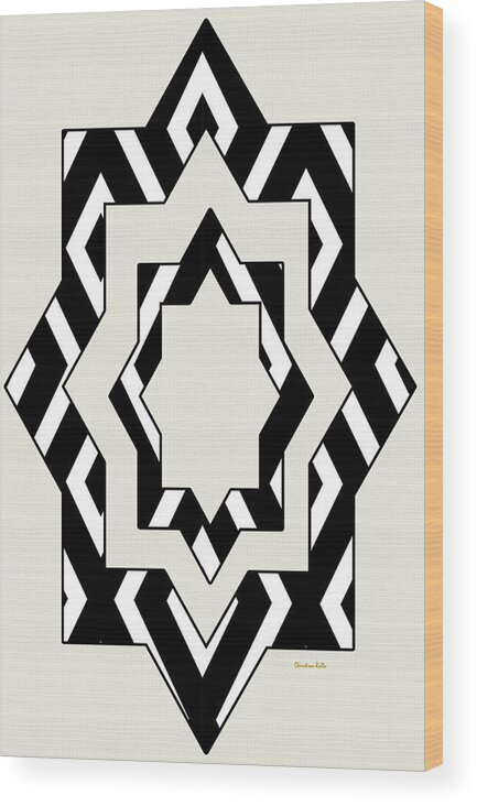 Black And White Wood Print featuring the mixed media Black White Pattern Art by Christina Rollo