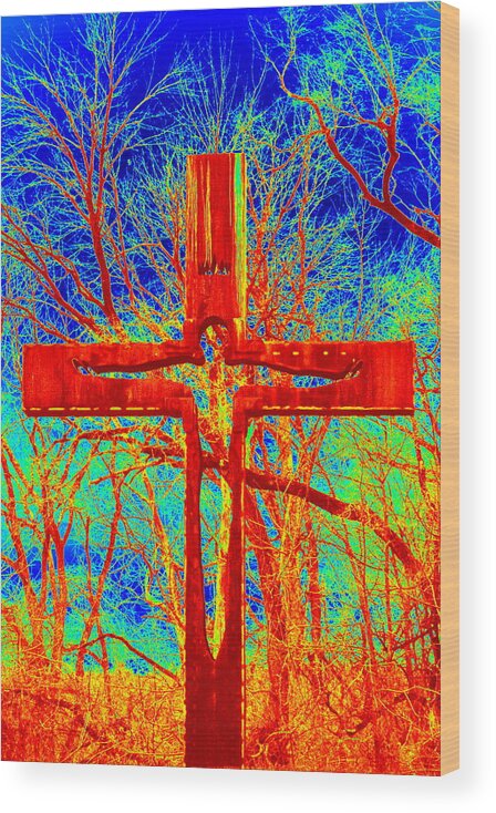 Cross Wood Print featuring the photograph Blood On The Cross by Cathy Shiflett