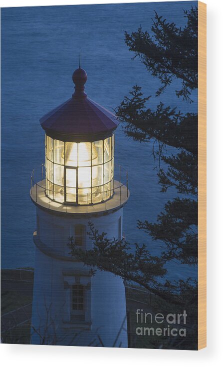 Oregon Wood Print featuring the photograph Blue Lighthouse by Brian Jannsen