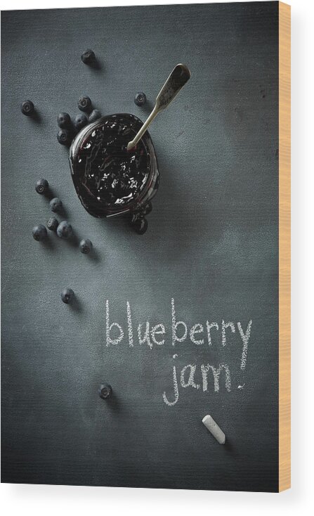 Spoon Wood Print featuring the photograph Blueberry Jam by Lew Robertson