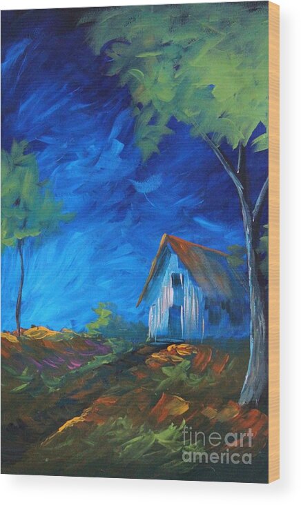 Blue Wood Print featuring the painting Blues by Steven Lebron Langston
