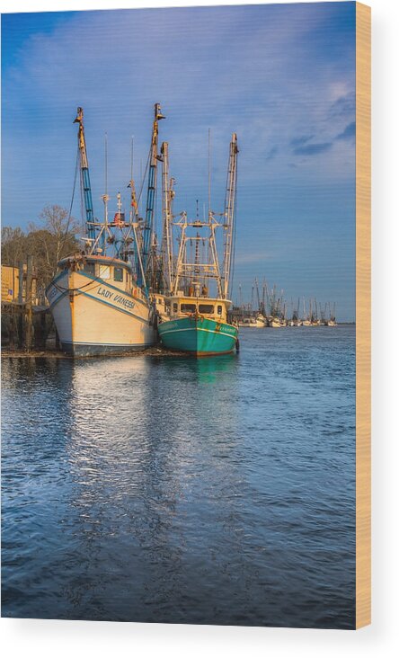 Boats Wood Print featuring the photograph Boats in Blue by Debra and Dave Vanderlaan