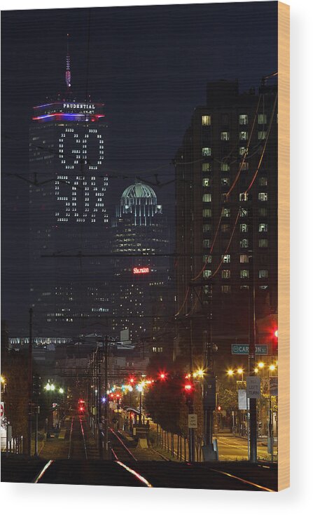 Boston Wood Print featuring the photograph Boston Prudential Center with Message Go Sox by Juergen Roth
