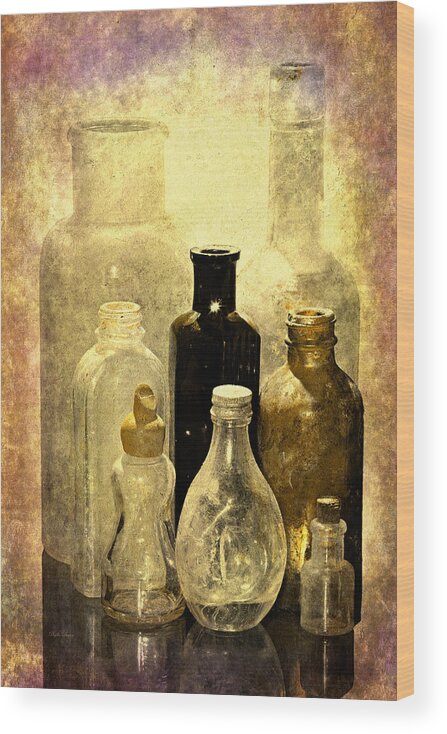 Bottles Wood Print featuring the photograph Bottles From The Past by Phyllis Denton