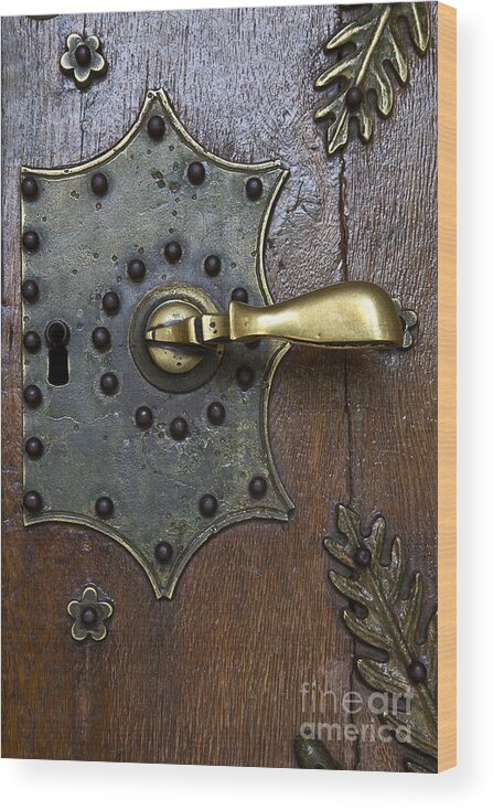 10 - Descriptors Wood Print featuring the photograph Brass Handle by Charles Lupica