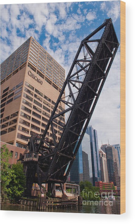 Chicago Downtown Wood Print featuring the photograph Bridge over the Chicago River by Dejan Jovanovic