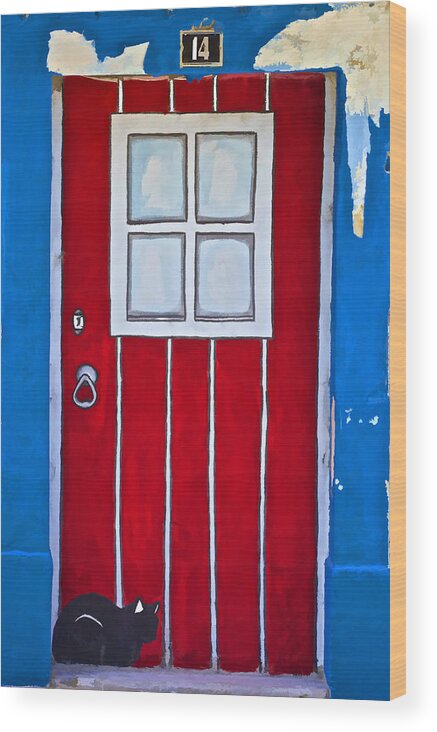 Red Door Wood Print featuring the photograph Bright Red Door by David Letts