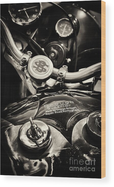 Brough Superior Wood Print featuring the photograph Brough Superior SS100 Sepia by Tim Gainey