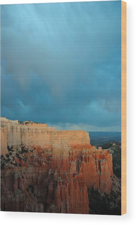  Wood Print featuring the photograph Bryce Canyon and Stormy Sky by Bruce Gourley