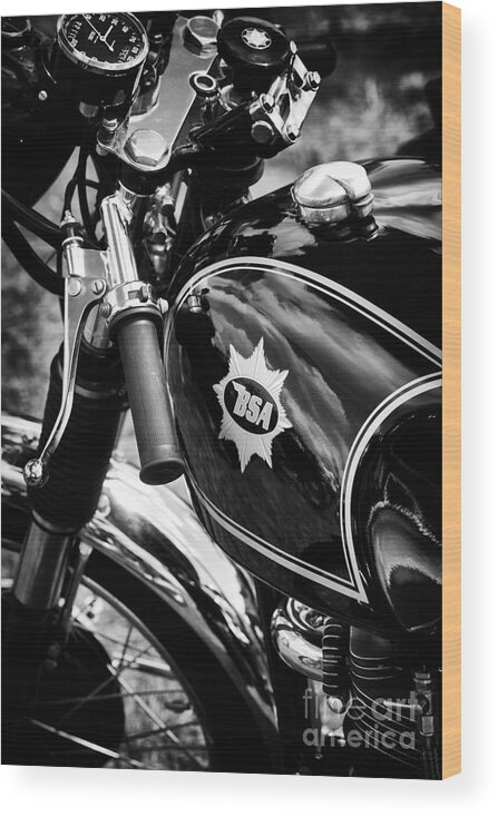 Bsa Wood Print featuring the photograph BSA Black Cafe Racer by Tim Gainey