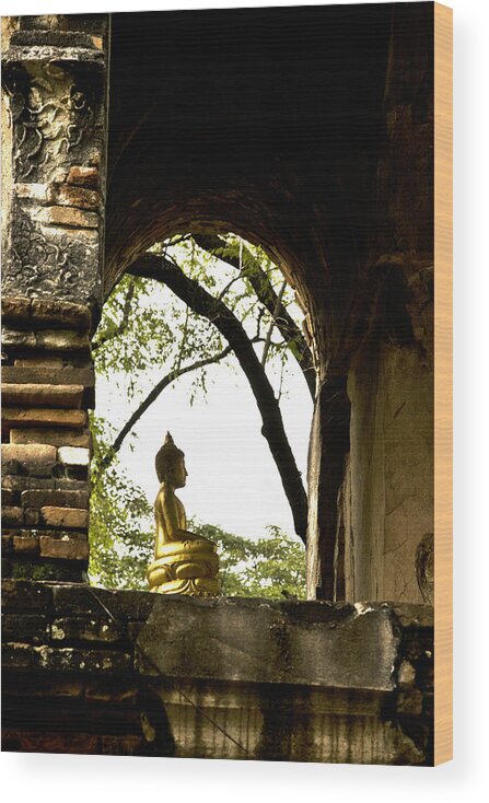 Chiang Mai Wood Print featuring the photograph Buddha by Sonny Marcyan