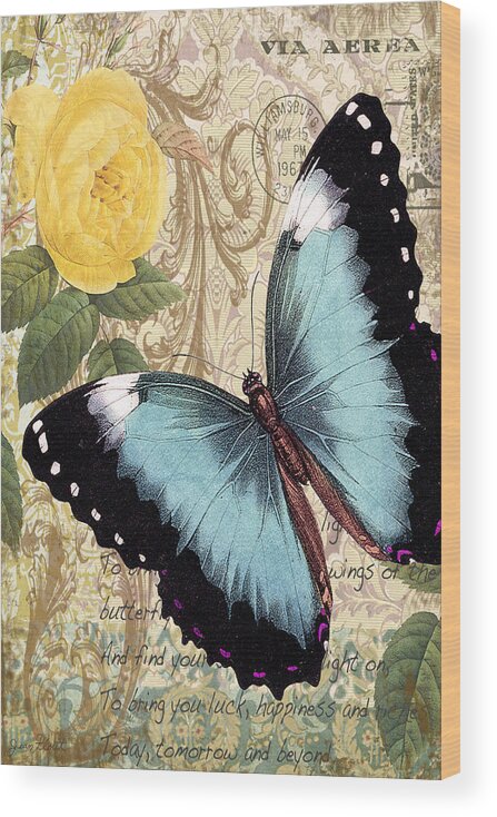  Butterfly Wood Print featuring the digital art Butterfly Kisses-A by Jean Plout