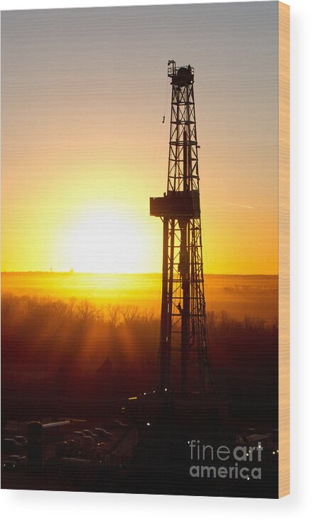 Oil Rig Wood Print featuring the photograph Cac001-179 by Cooper Ross