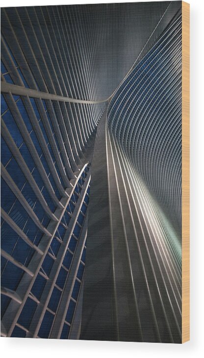 Architecture Wood Print featuring the photograph Calatrava Lines At The Blue Hour by Jef Van Den