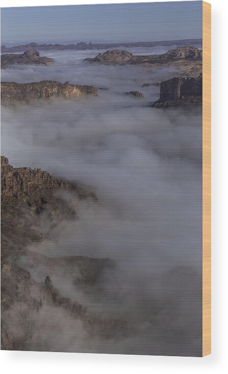 Imported Keyword Tags Wood Print featuring the photograph Canyon Rims Float In Fog by Deborah Hughes