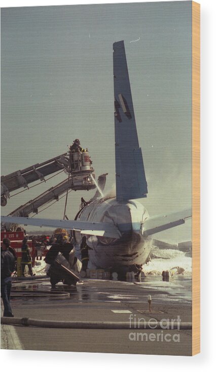 Fdny Wood Print featuring the photograph Cargo Plane Crash at JFK by Steven Spak